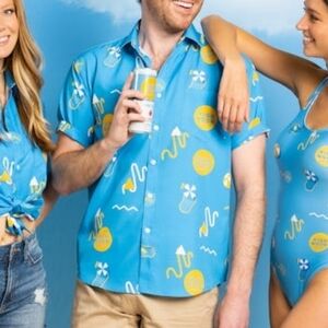 Tropical Bros High Noon Sun Sips Party Casual Button Down Shirt Size L